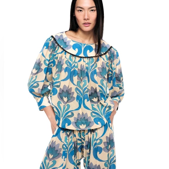 SMYTHE  Blue Cotton Patterned Matching Set in Sz XS - Picture 2 of 7